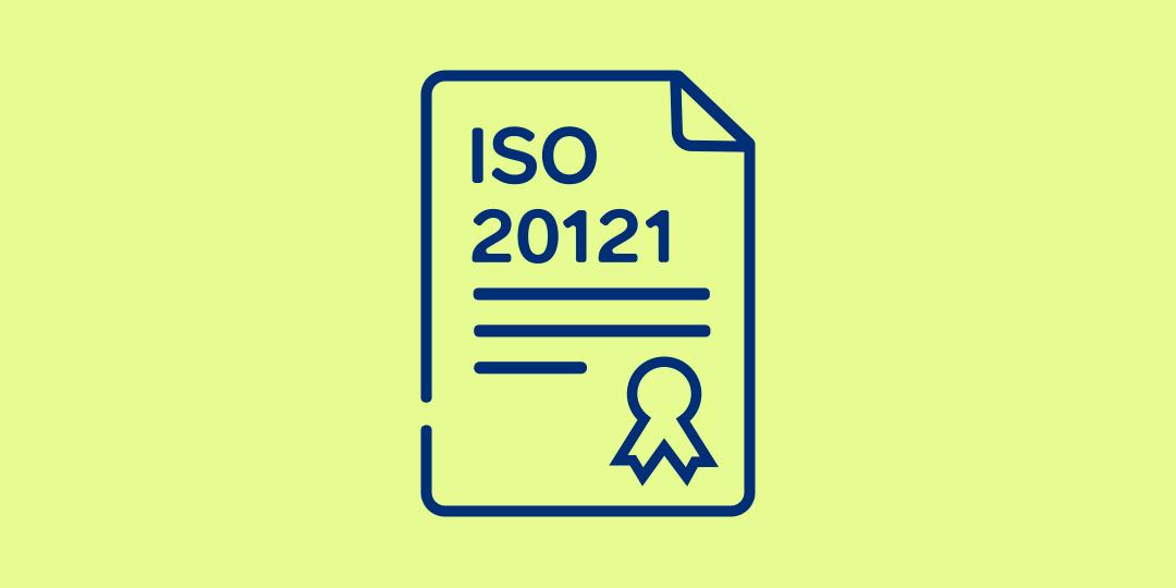 Hållbarhet 5 En ikon med ett certifikatsymbol, refererande till ISO 20121-standard för hållbara evenemang.