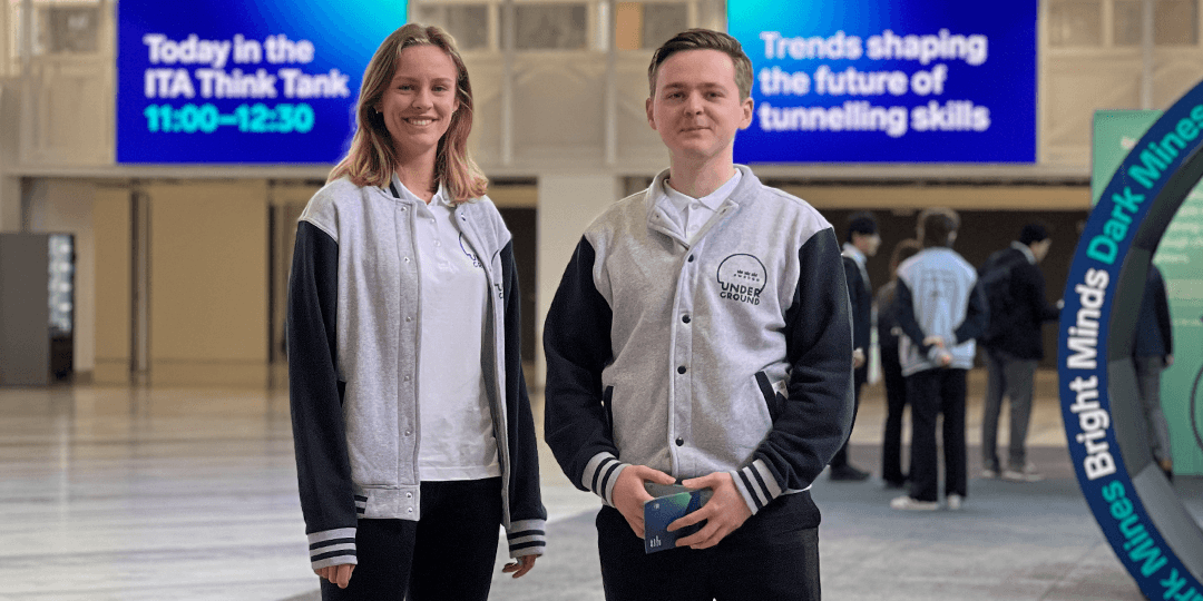 world-tunnel-congress-2025-hosts-university-stockholm-fair-1080x540px Two student hosts from local universities in Stockholm during the World Tunnel Congress 2025 at Stockholmsmässan.